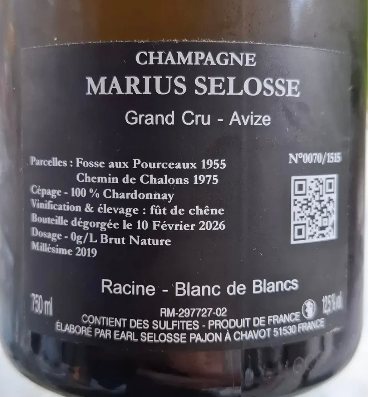 Marius Selosse Racine Avize Grand Cru Blanc de Blancs 2019