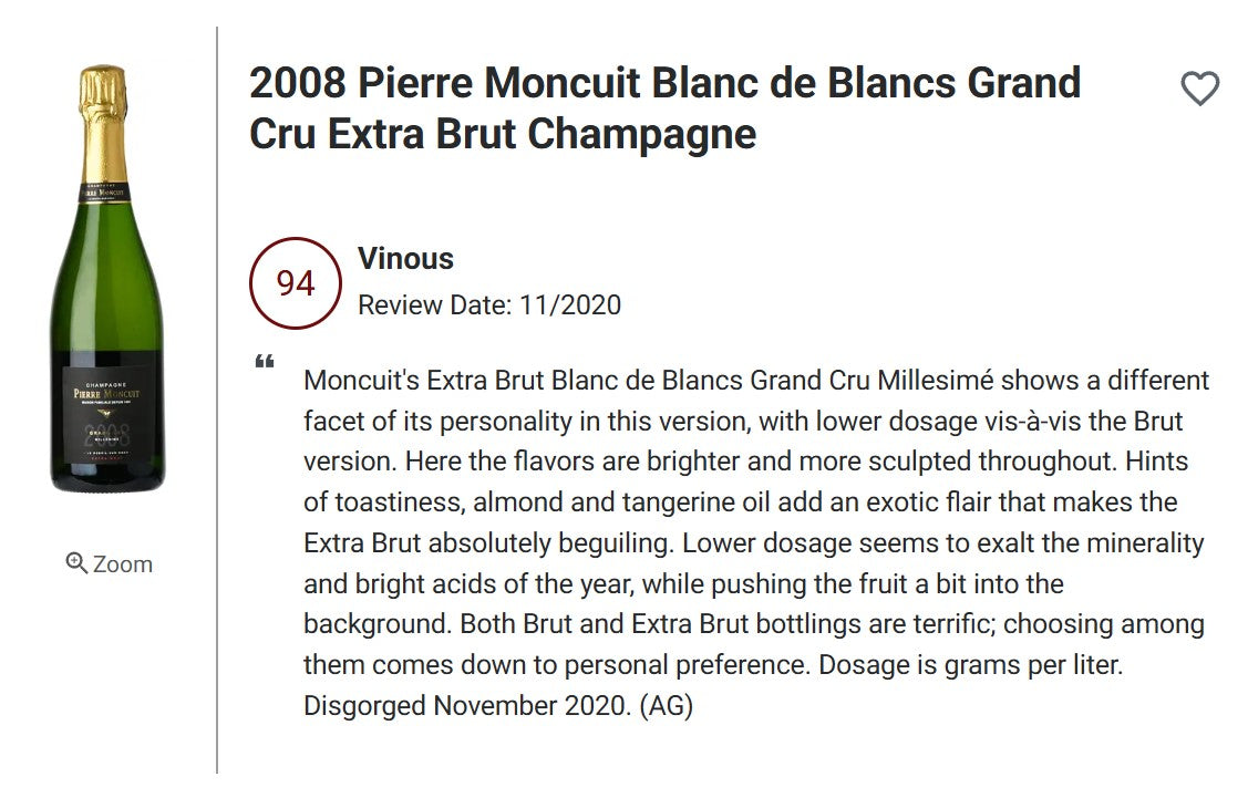 Pierre Moncuit Blanc de Blancs Grand Cru Extra Brut Millesime 2008